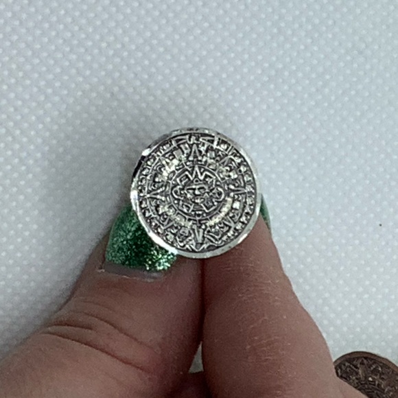 Vintage Sterling Silver 925 Aztec-Mayan Calendar Cufflinks - Picture 2 of 7